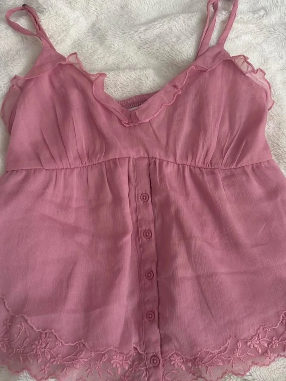 Hollister Pink Smocked Chiffon Camisole